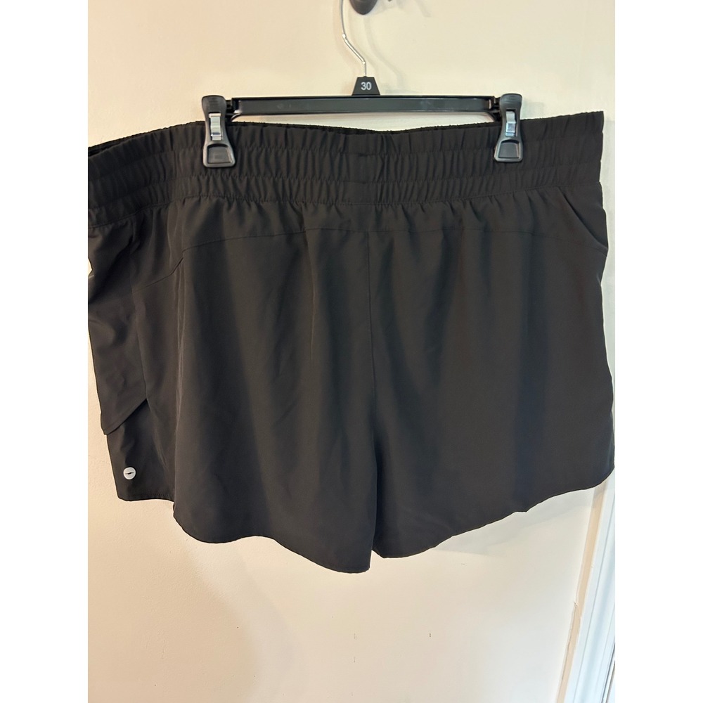 Avia Womens Black Athletic Running Shorts Plus Size XXXL 3XL Zipper Pocket